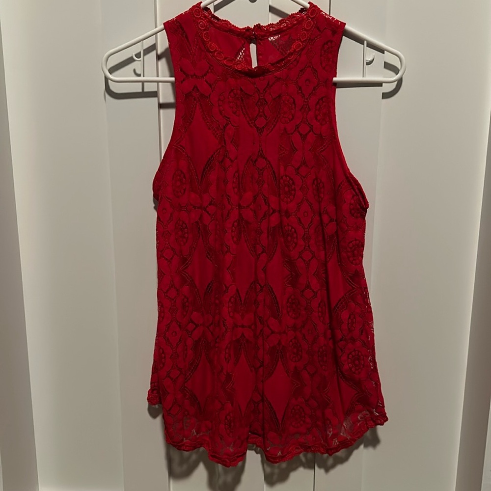Red Lace Tank - Sz S